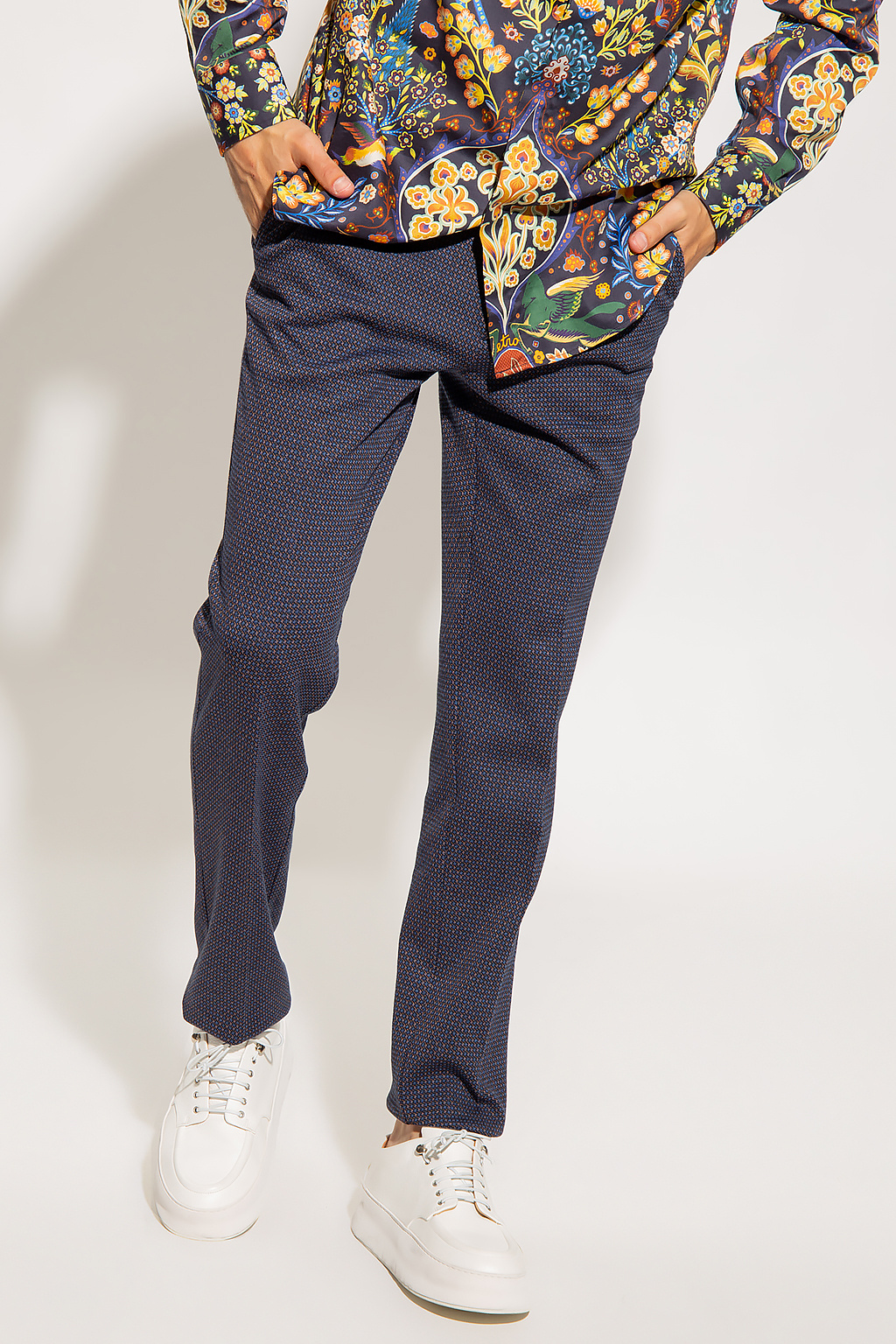 Etro Jacquard leather trousers