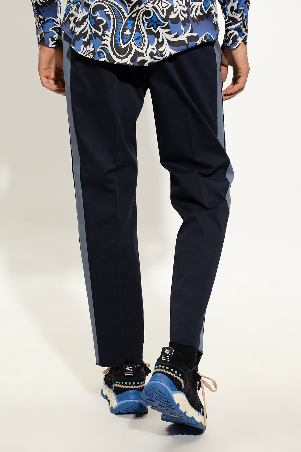 Etro Pleat-scuba trousers with side stripes