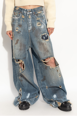 VETEMENTS Jeans with a destruction effect