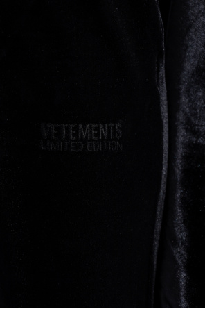 VETEMENTS Velvet trousers with logo
