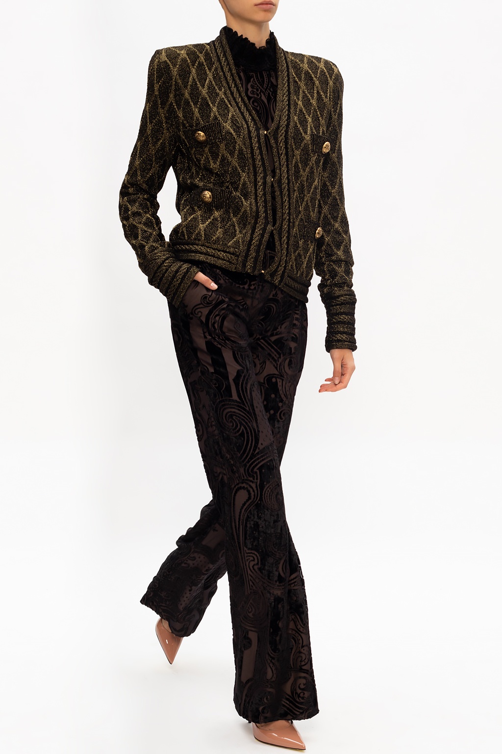 Balmain Patterned pleat-front trousers