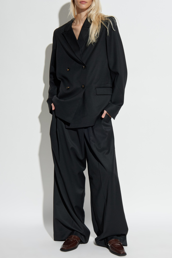 Ganni Pantalones de pierna ancha con pliegue