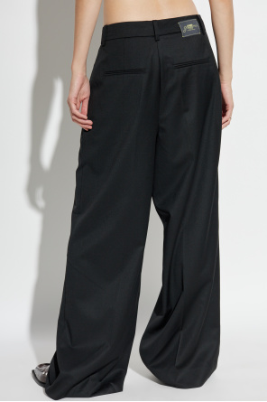 Ganni Pantalones de pierna ancha con pliegue