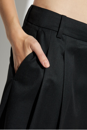 Ganni Pantalones de pierna ancha con pliegue