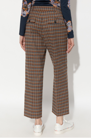 Louisa Ballou sheer all-over graphic-print dress Rosa Checked trousers