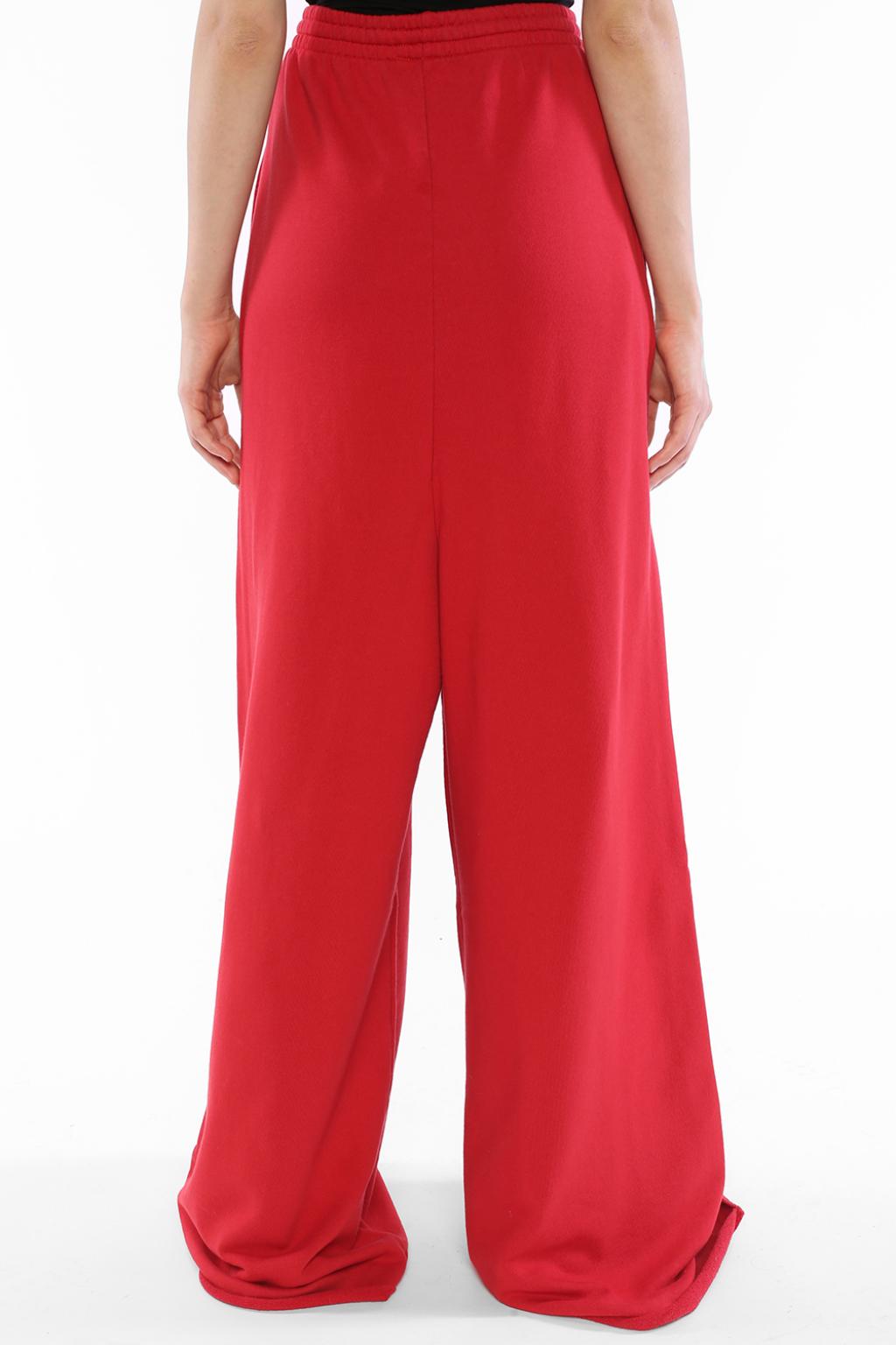 red oversized sweatpants
