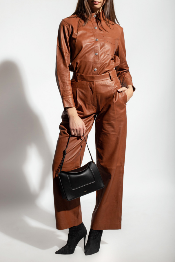 tiered pleated hem maxi dress  Leather trousers