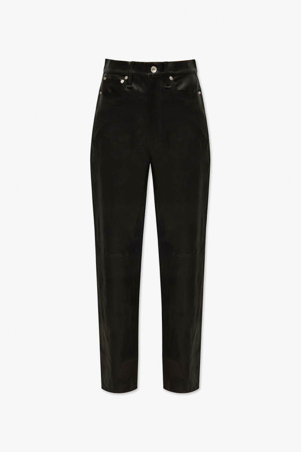 Alexander McQueen Belted Cotton Dress  ‘Alex’ leather trousers