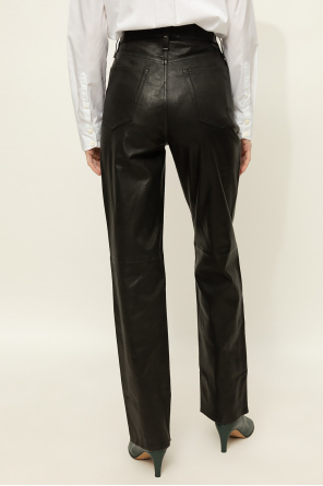 Alexander McQueen Belted Cotton Dress  ‘Alex’ leather trousers
