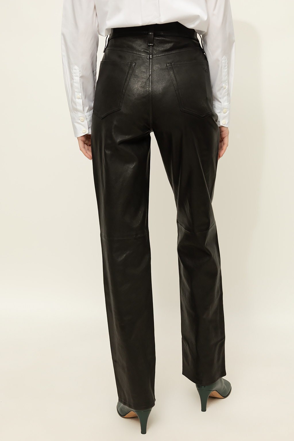 snakeskin effect high-waisted biker shorts  ‘Alex’ leather trousers