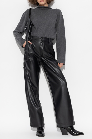 Faux leather trousers od Barena Resta Knit Button Down Shirt 