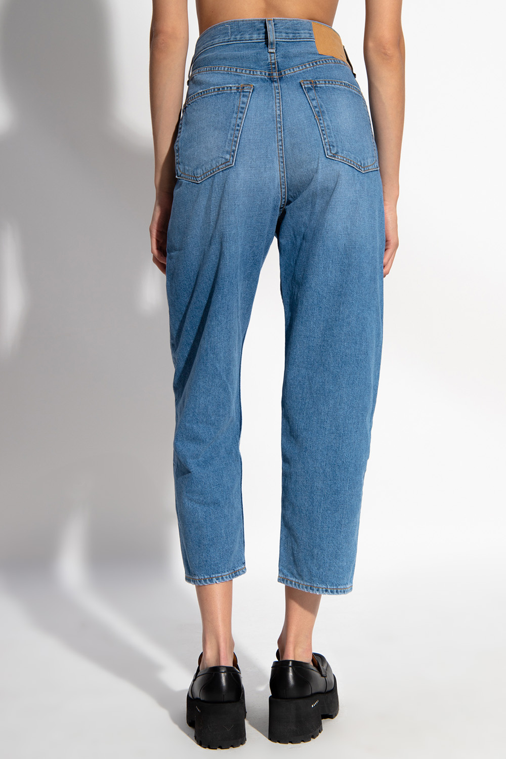 utility pleated waist shirt dress  Distressed jeans