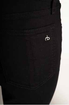 Bershka Jeans dritti in cotone organico nero con fondo a taglio vivo  High-waisted jeans