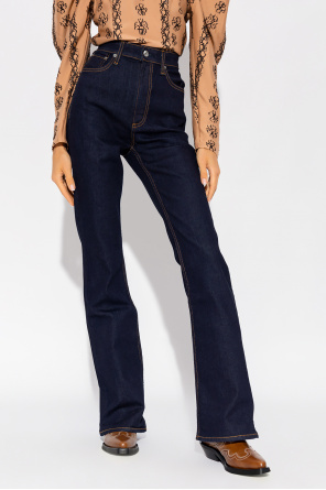 Jil Sander puff-sleeve midi dress  Flared jeans