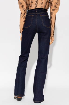 Jil Sander puff-sleeve midi dress  Flared jeans