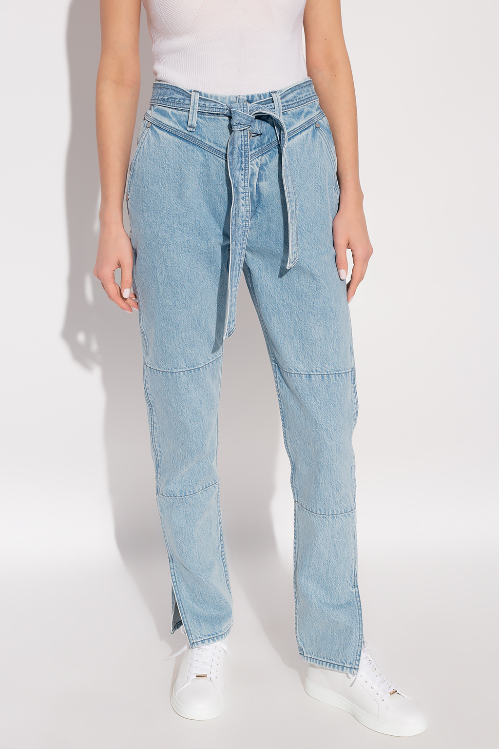 Neil Barrett "Shinjuku-Soho" print jeans  Belted jeans