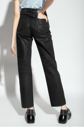 AllSaints Mona Utility jeans met plooirand aan taille in zwart  High-waisted jeans