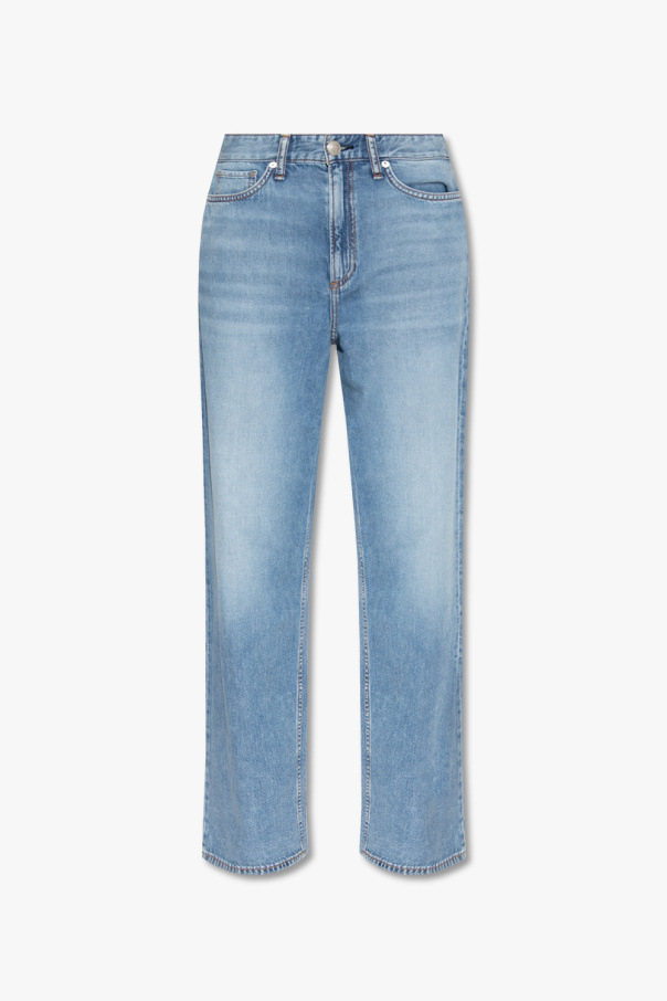 boxy short-sleeve dress Weiß  ‘Audrey’ wide leg jeans