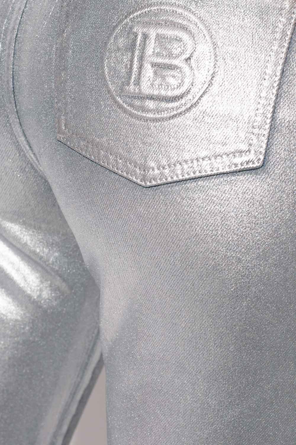Balmain swimsuit balmain embroidered logo denim jacket