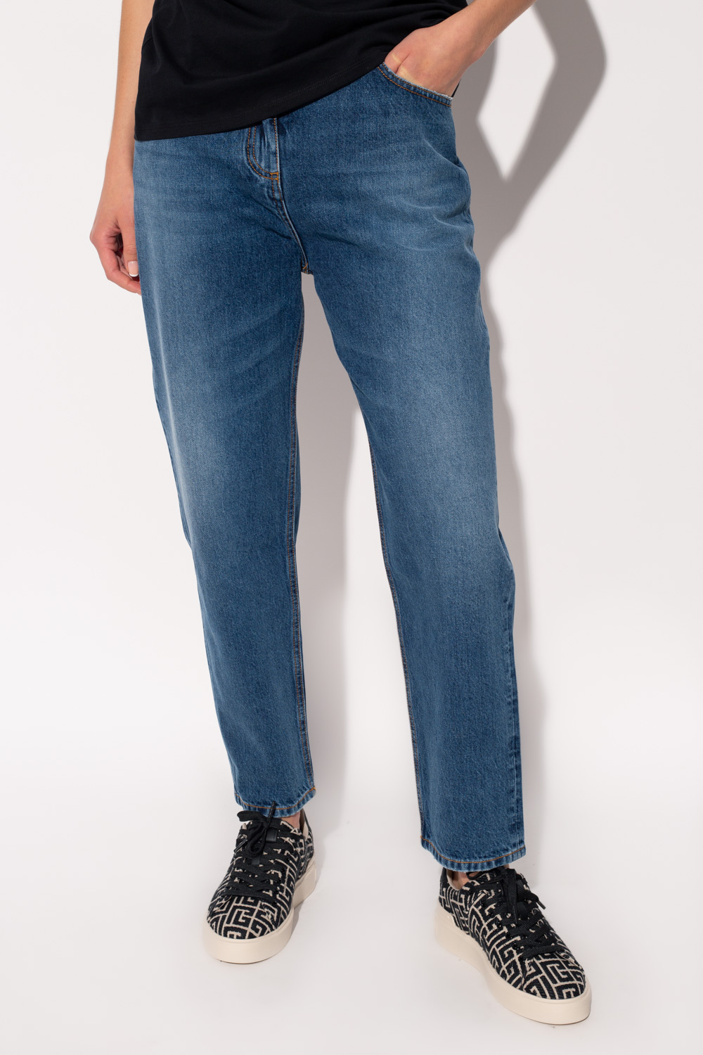 balmain amp High-waisted jeans
