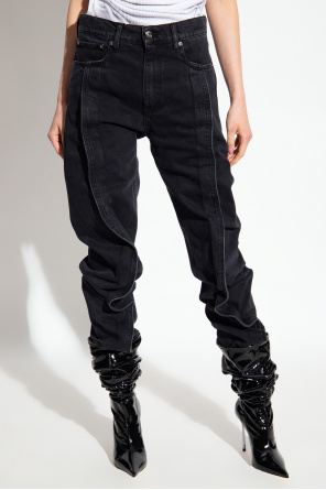 GenesinlifeShops Spain - Black Jeans with asymmetrical stitching Y