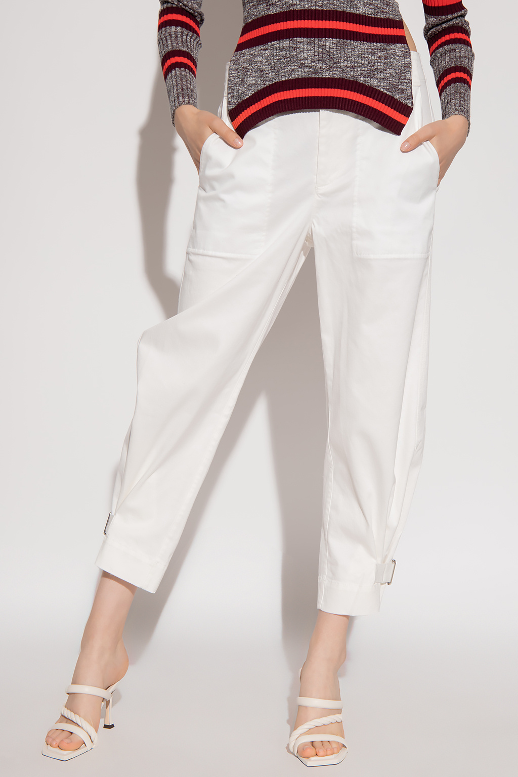 Mid Wash Mom Jeans Trousers with pockets