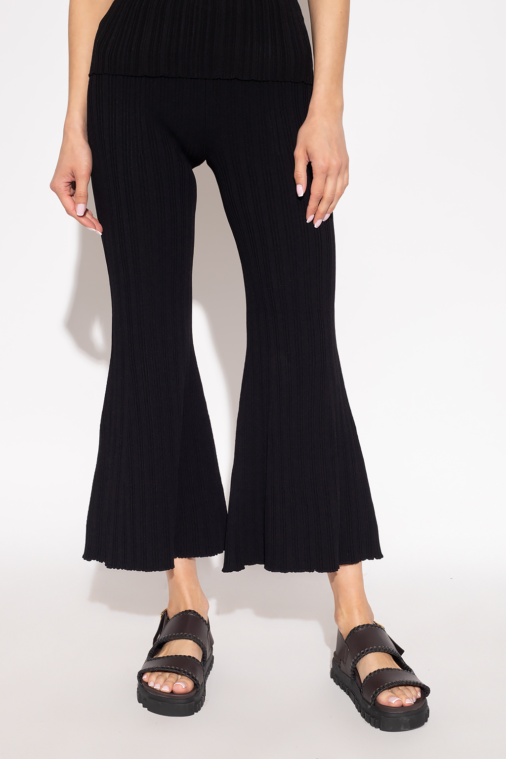 TWINSET cropped straight-leg track pants Ribbed trousers