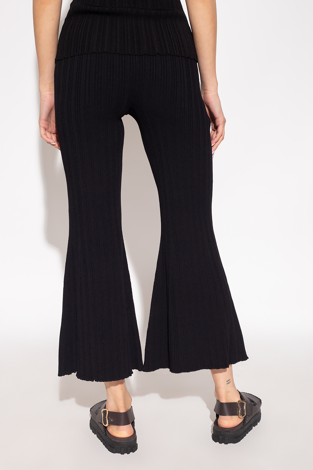 TWINSET cropped straight-leg track pants Ribbed trousers