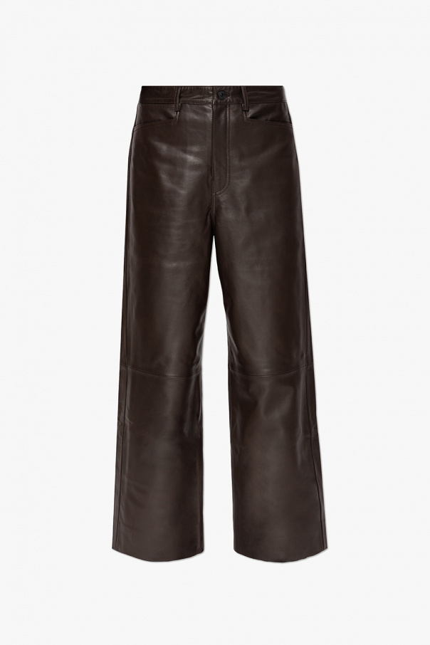 louis vuitton brown dress Leather trousers