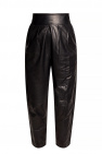 Iro High-waisted leather Adidas trousers