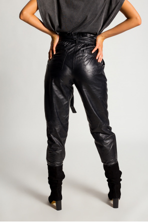Iro High-waisted leather Isabella trousers