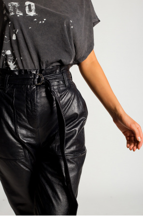Iro High-waisted leather Isabella trousers