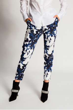 Love Moschino Floral-motif pleat-front trousers