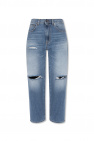 Love Moschino Viggo recycled linen tapered cropped pants with stripe