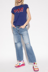 Love Moschino Viggo recycled linen tapered cropped pants with stripe