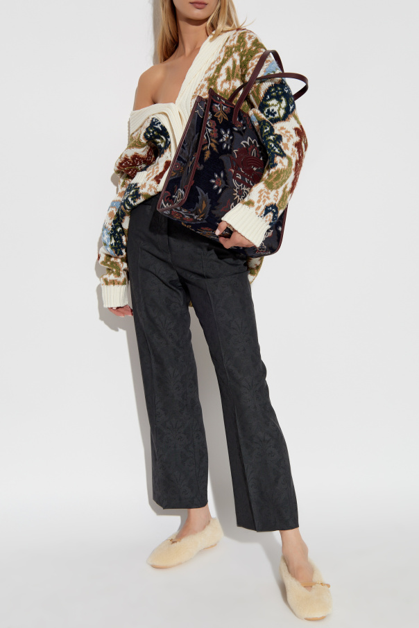 Etro Creased trousers with decorative pattern