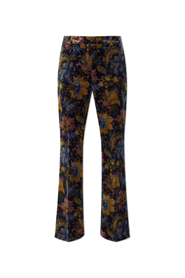 Velvet trousers with a floral motif od Etro