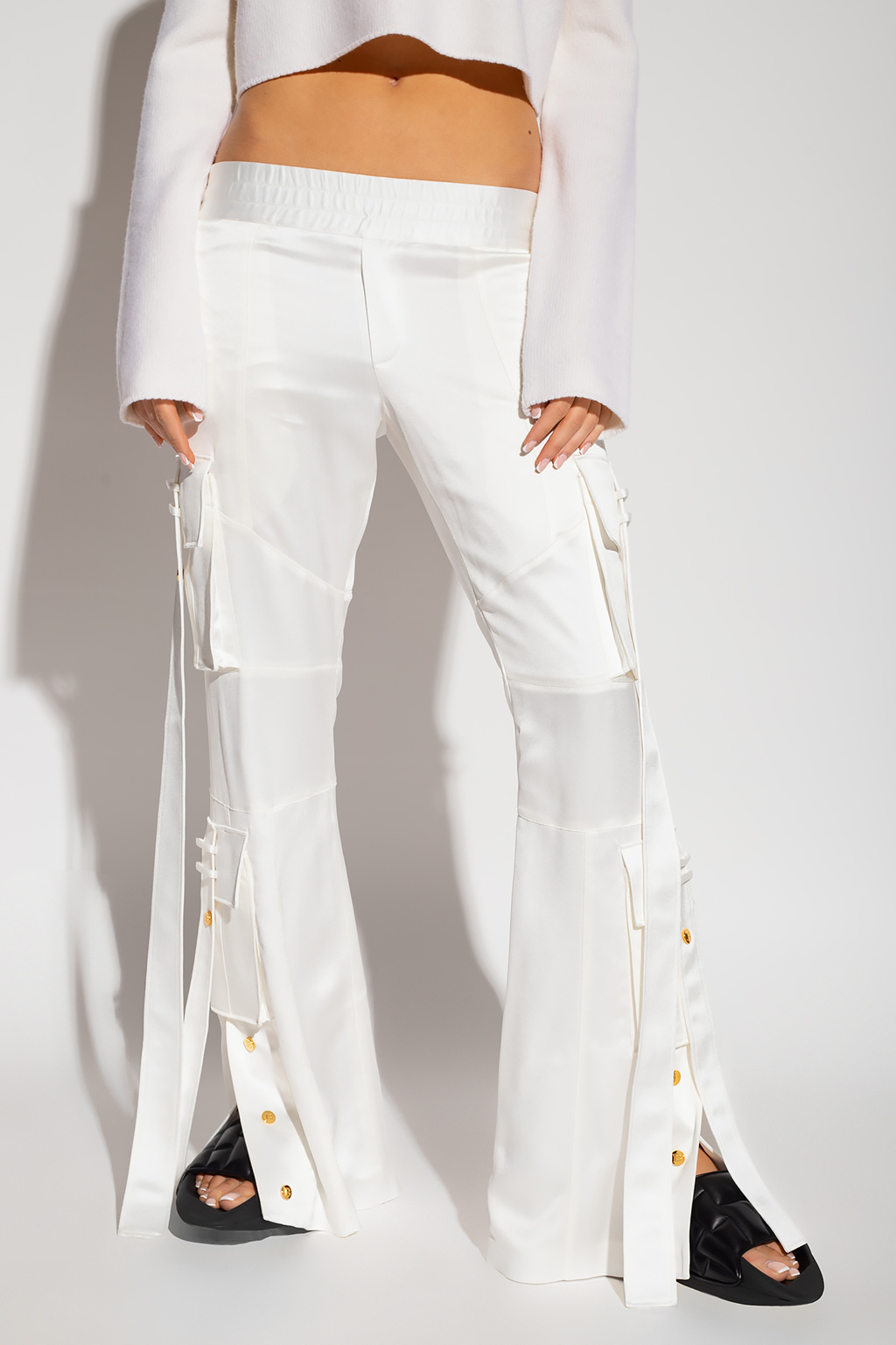 Balmain Satin Sleeveless trousers with multiple pockets