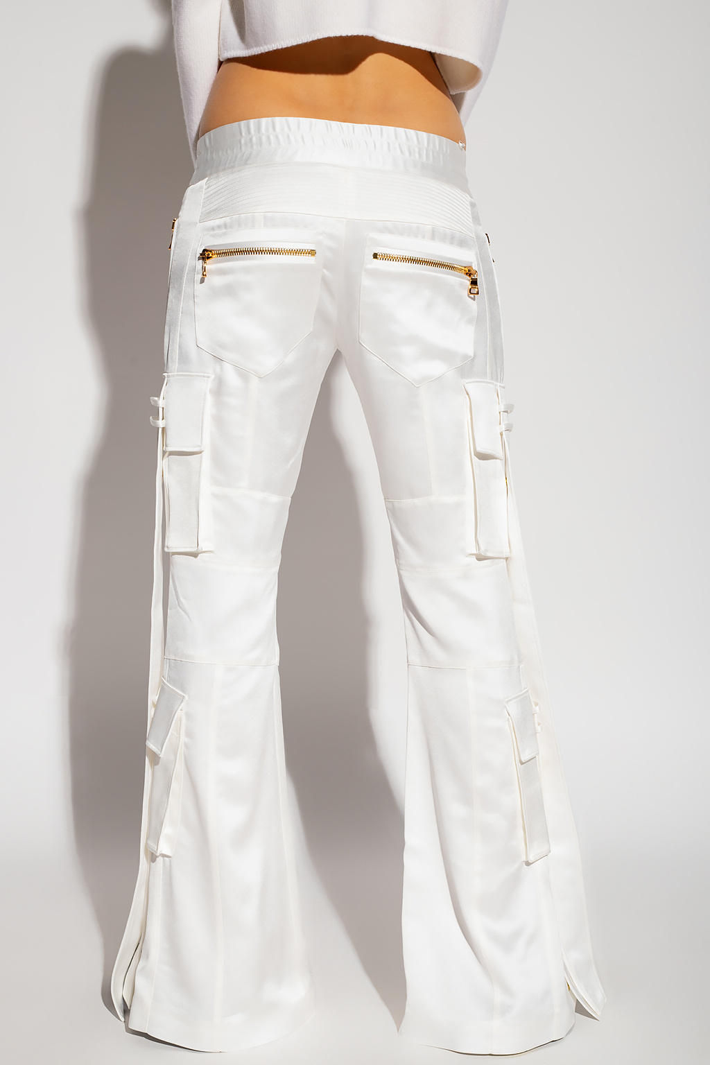 Balmain Satin Sleeveless trousers with multiple pockets