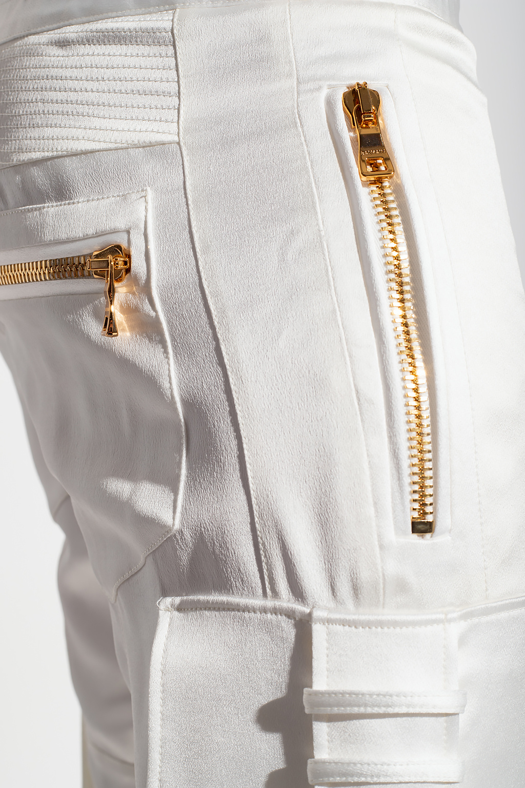 Balmain Satin Sleeveless trousers with multiple pockets