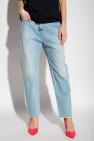 balmain Leather High-waisted jeans