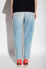 balmain Leather High-waisted jeans