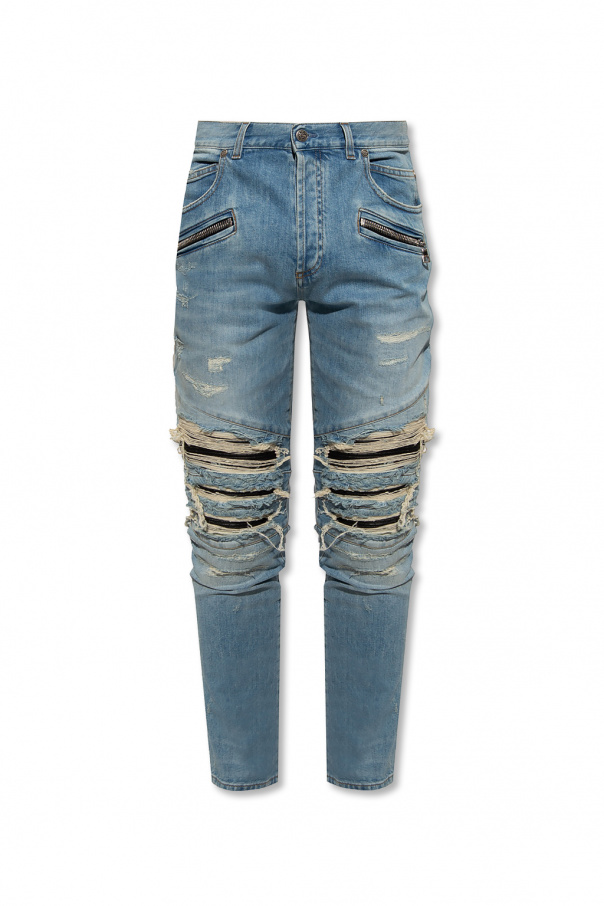 balmain Suede Distressed jeans