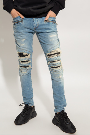 balmain Suede Distressed jeans