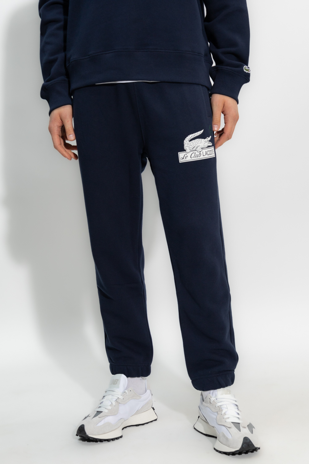 lacoste Leather Sweatpants with logo