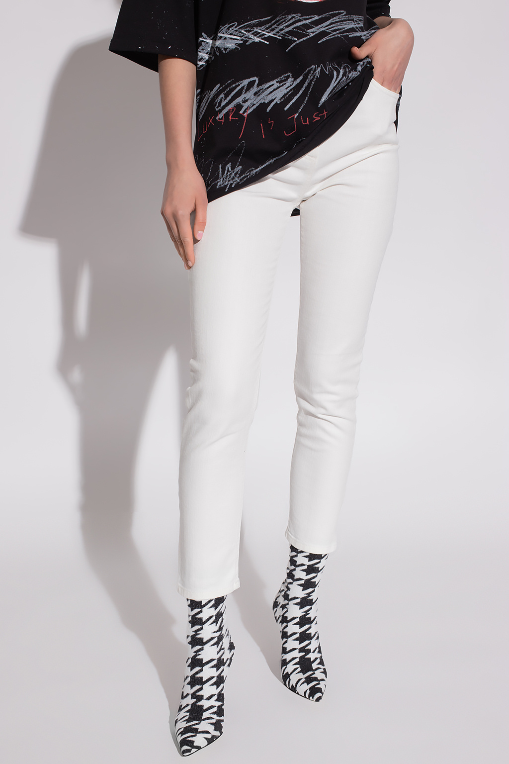 balmain sneakers High-waisted jeans