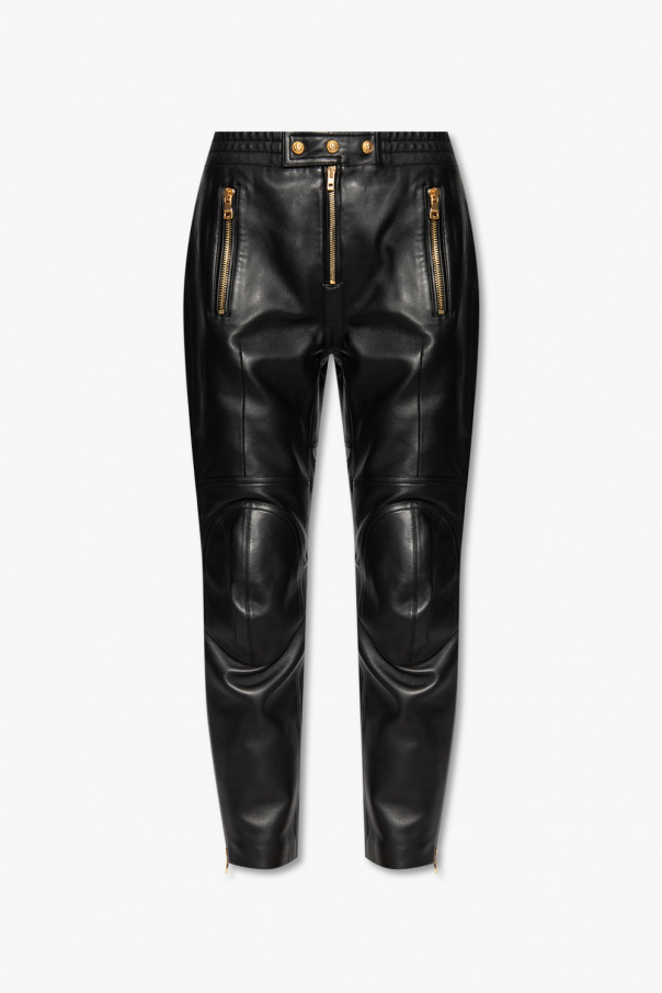 balmain jumper Leather trousers