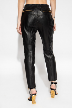 balmain jumper Leather trousers