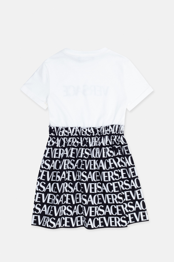 Versace Kids Under Armour play up 2 in 1 shorts in black and white