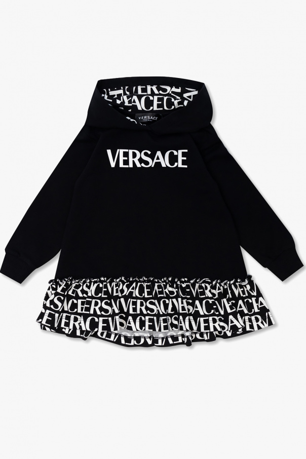 Versace Kids TEEN logo print dress Nero